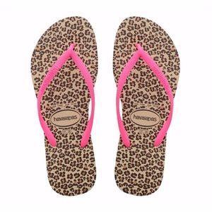 New Havaianas Leopard Print Flip Flops 41-42